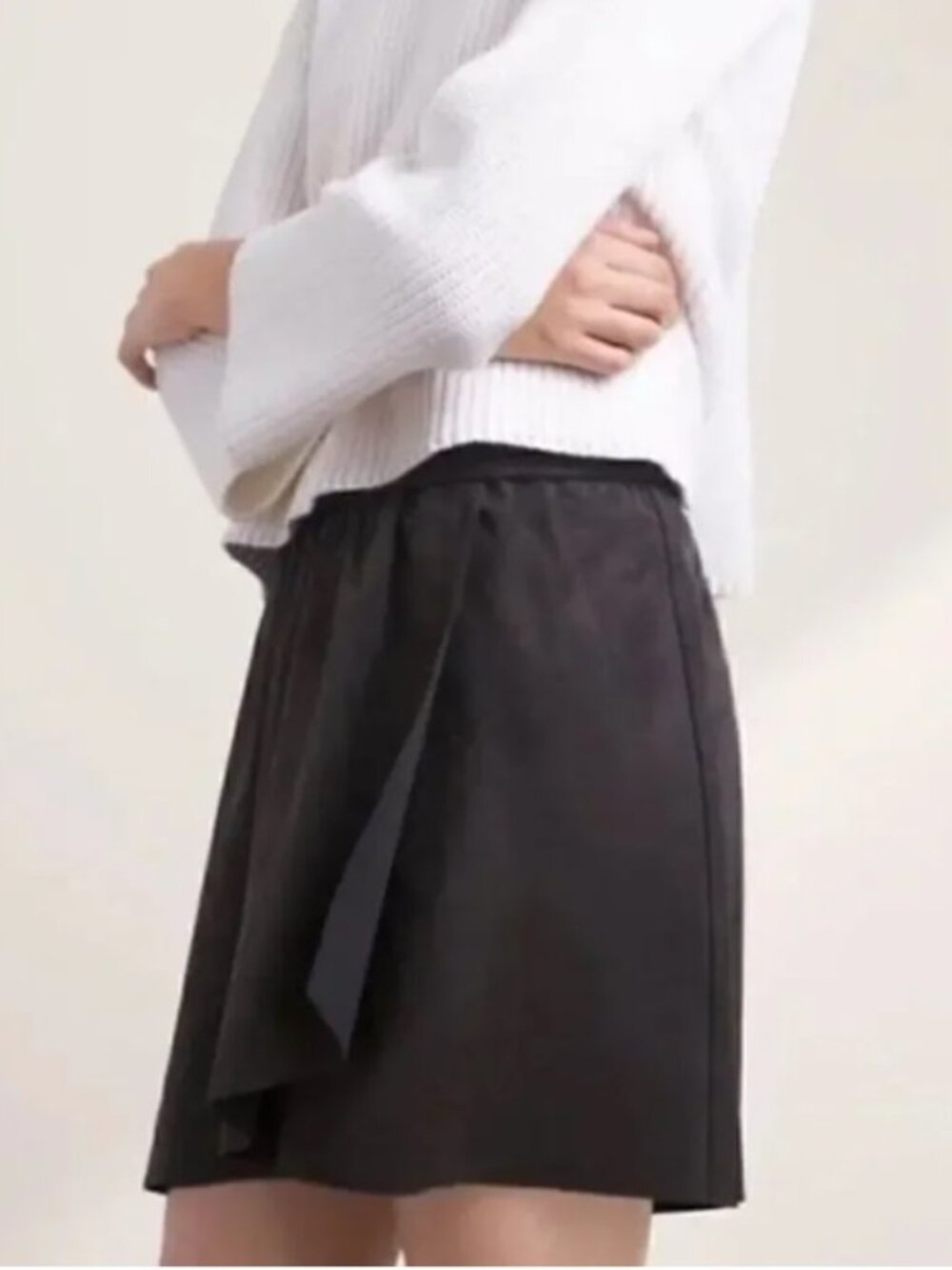 Aritzia Wilfred Nescher Faux Suede Black Wrap Mini Skirt